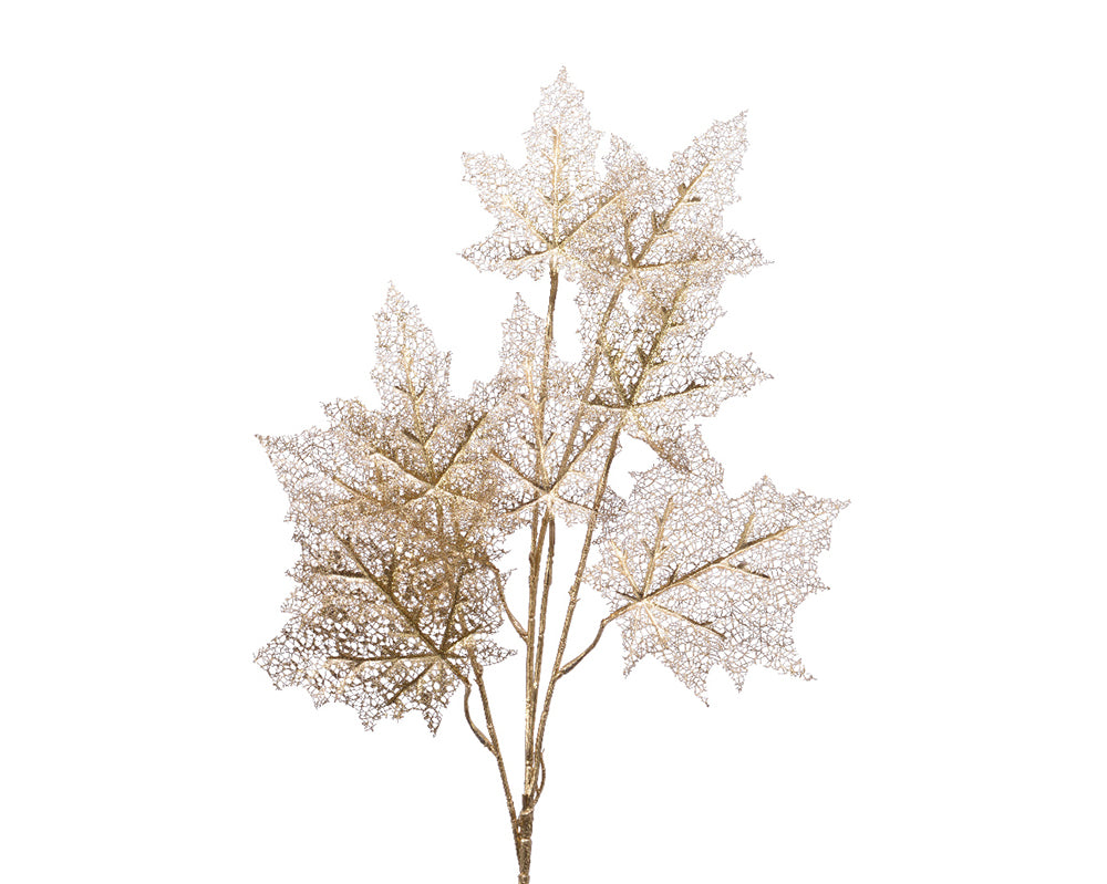 Kaemingk Spray Skeleton Leaves On Stem Gold
