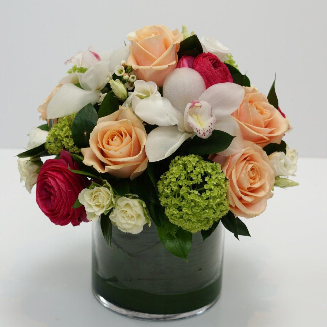 Bouquet of Pink Cerise and White Roses