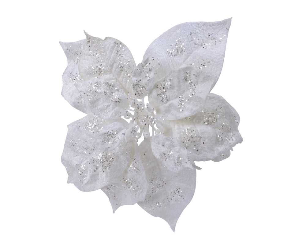 Kaemingk Poinsettia On Clip White