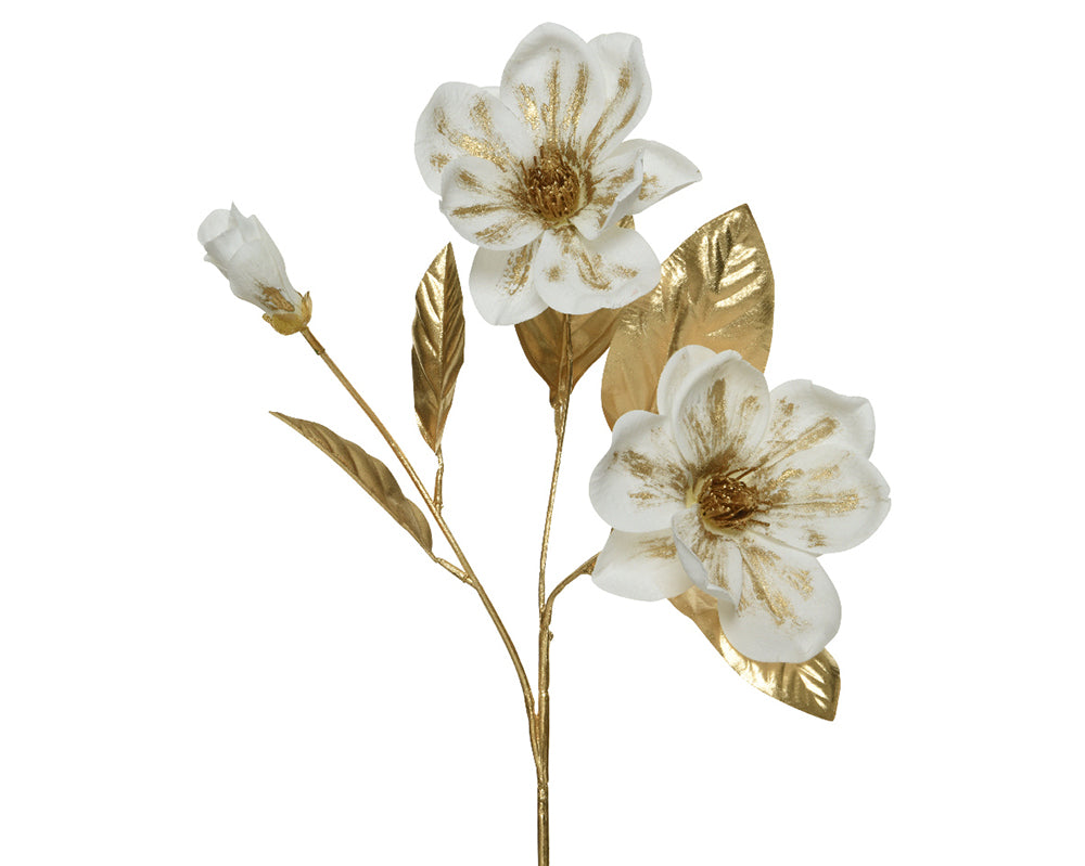 Kaemingk Magnolia Stem White/Gold