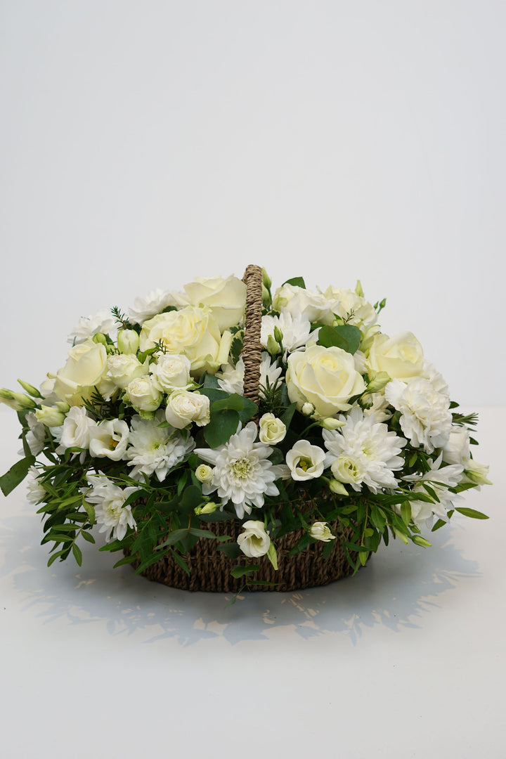 WHITE BASKET ARRANGEMENT