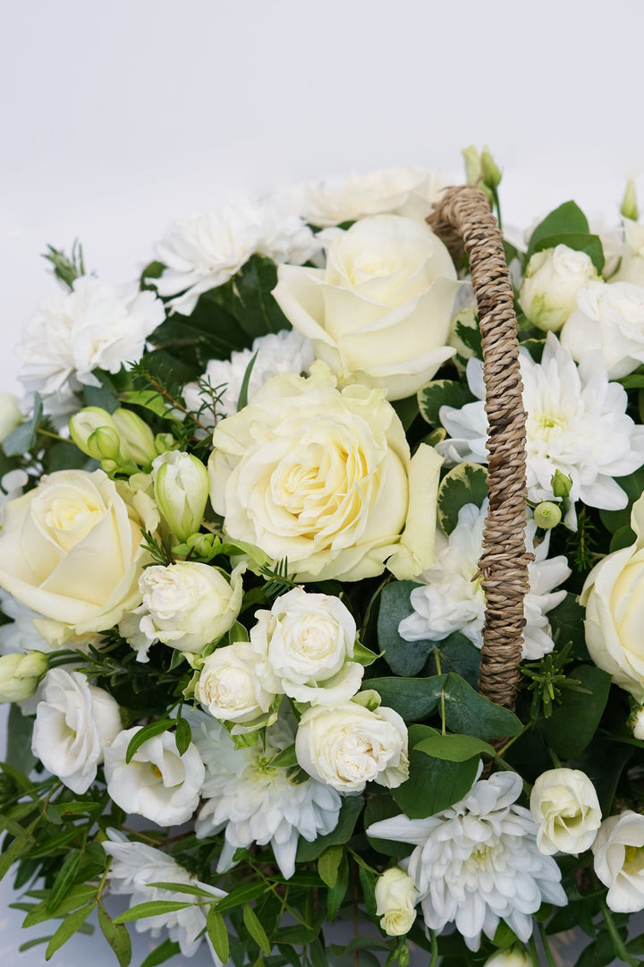 WHITE BASKET ARRANGEMENT