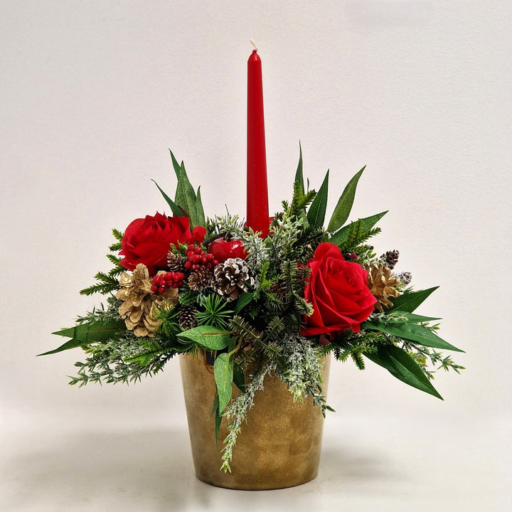 Rosy Candlelit Charm Arrangement
