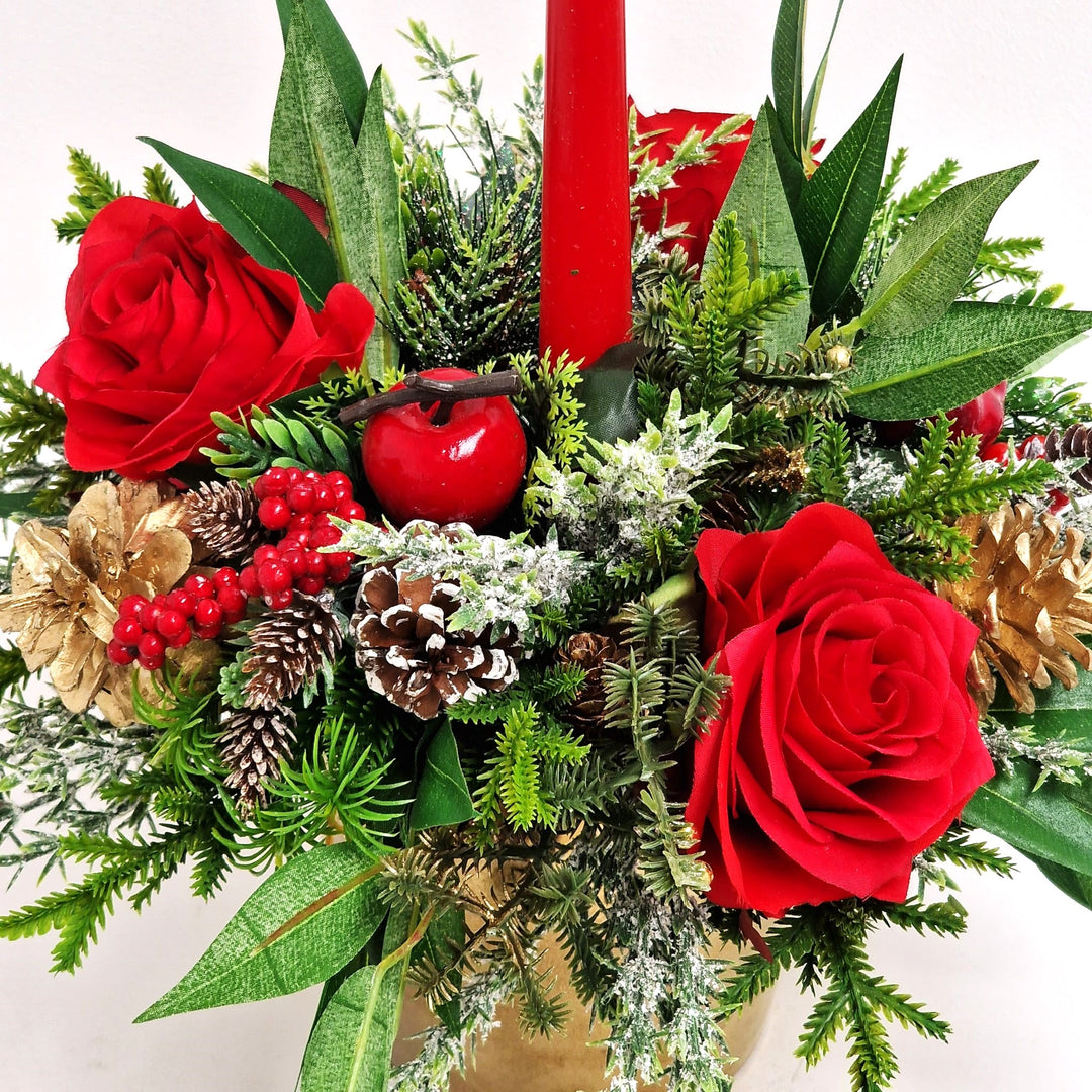 Rosy Candlelit Charm Arrangement