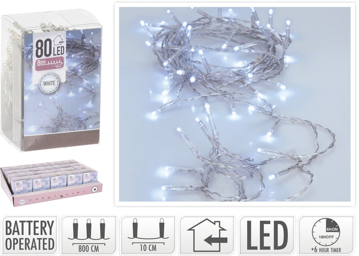 Koopman LED Lights 80Pc Bo White Timer