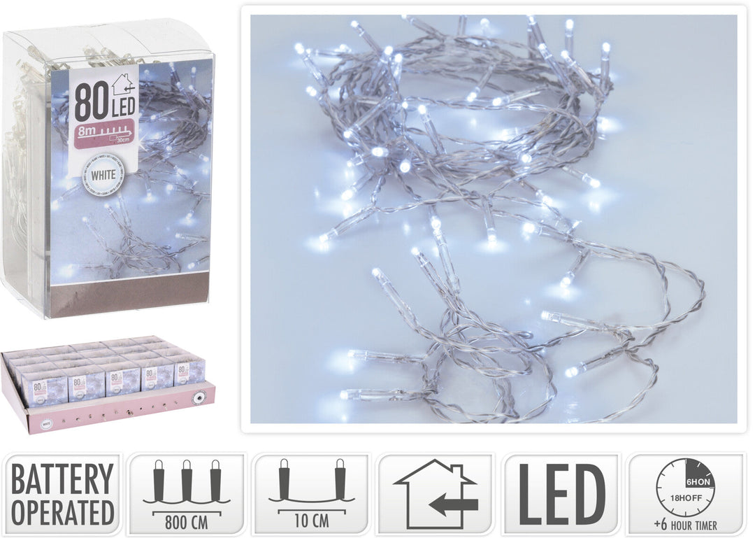 Koopman LED Lights 80Pc Bo White Timer
