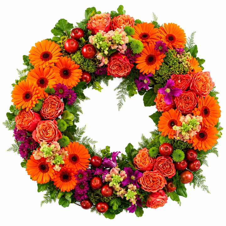 ORANGE AND PURPLE WREATH