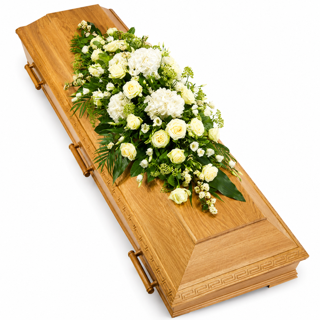 White and Green Casket Spray