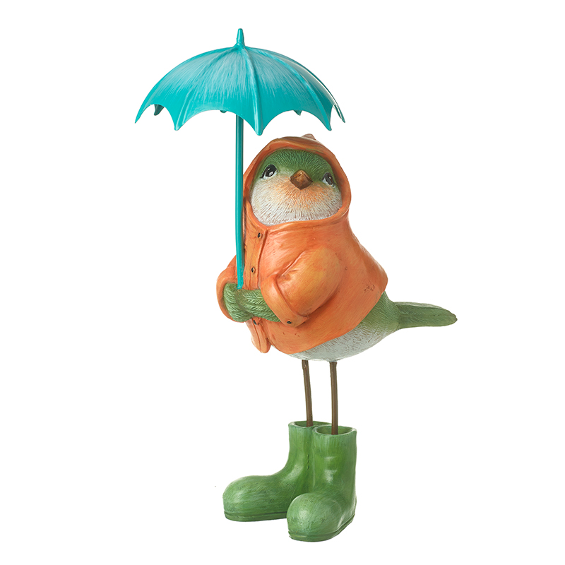 Heaven Sends Standing Bird In Wellies Under Umbrella