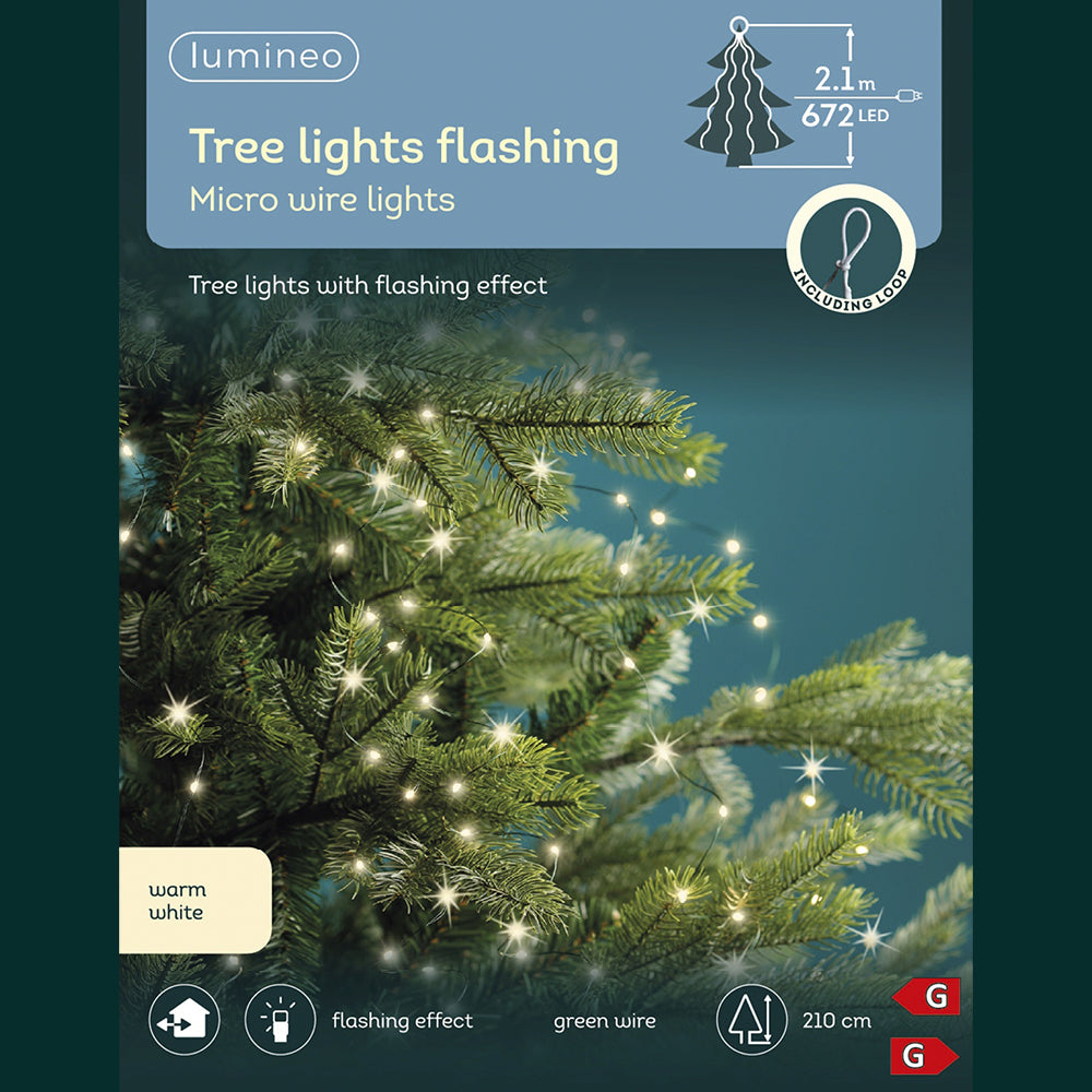 Kaemingk Micro LED Warm Green Flashing Tree Bunch Lights  (210cm)