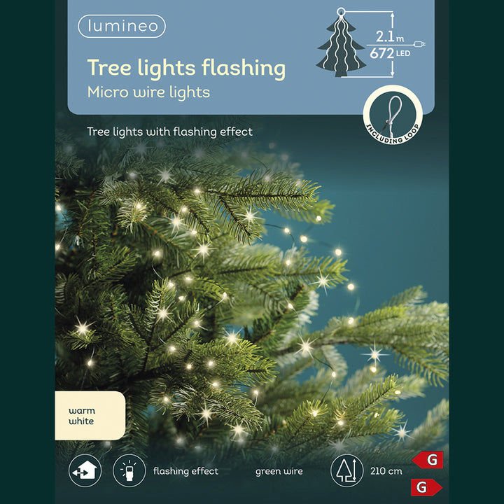 Kaemingk Micro LED Warm Green Flashing Tree Bunch Lights  (210cm)