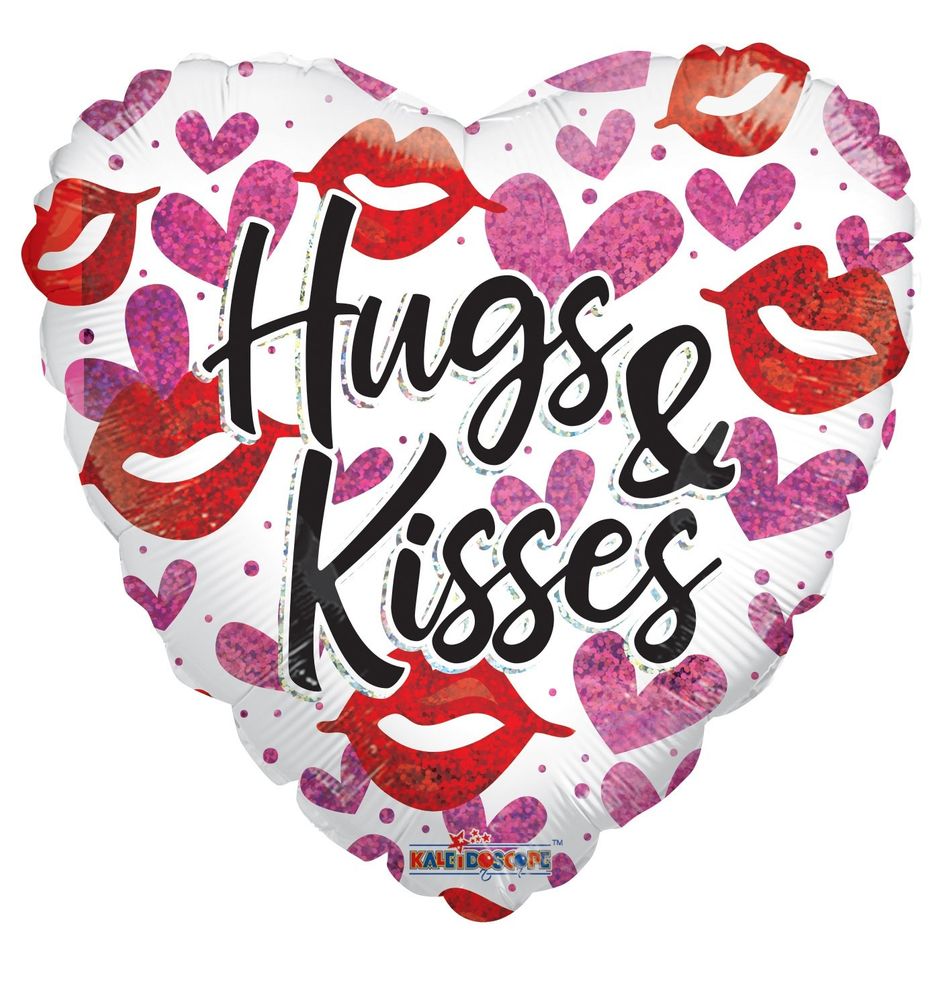 Hugs and Kisses Heart Shaped Balloon (18 inch)